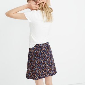 Madewell Mini Skirt navy blue floral side-button classic a line
